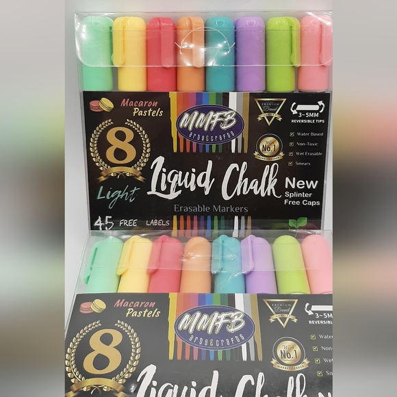 New 8 Light Liquid Chalk Erasable Markers Macaron Pastels Splinter Free Caps - Picture 2 of 3